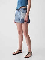 4" Low Rise Stride Patchwork Denim Shorts