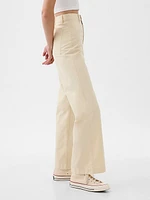 High Stride Wide-Leg Ankle Khakis