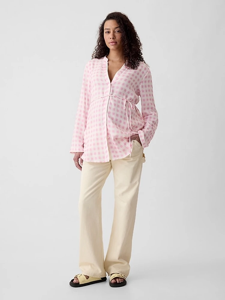 Maternity Linen-Blend Shirt