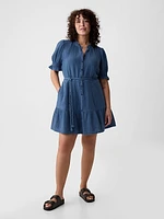 Crinkle Gauze Denim Mini Dress