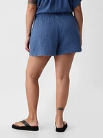 Crinkle Gauze Denim Easy Shorts