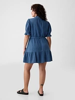 Crinkle Gauze Denim Mini Dress