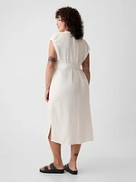 Crinkle Gauze Belted Midi Dress