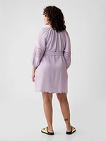 Crinkle Gauze Embroidered Mini Dress