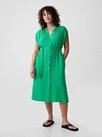 Crinkle Gauze Belted Midi Dress