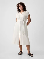 Crinkle Gauze Belted Midi Dress