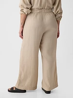 Mid Rise Crinkle Gauze Wide-Leg Pants