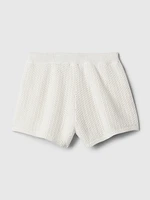 Kids Mid Rise Crochet Shorts