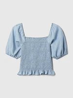 Kids Smocked Denim Top