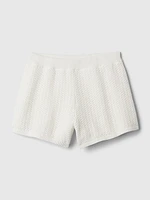 Kids Mid Rise Crochet Shorts