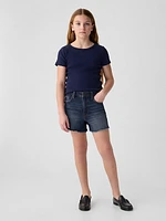 Kids High Rise Denim Shorts