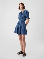 Crinkle Gauze Denim Mini Dress