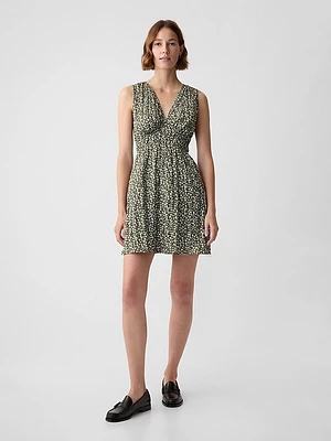 Textured Crinkle Empire Waist Mini Dress