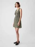 Textured Crinkle Empire Waist Mini Dress