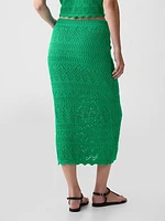 Crochet Pull-On Midi Skirt