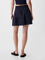 Crinkle Gauze Tiered Mini Skirt