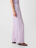 Mid Rise Crinkle Gauze Wide-Leg Pants