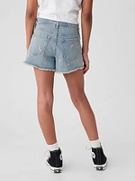 Kids High Rise Denim Shorts