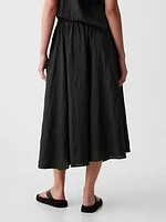 Textured Crinkle Pull-On Midi Skirt