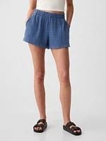 Crinkle Gauze Denim Easy Shorts