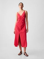 Ruched Slip Midi Dress