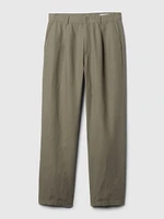 Linen-Cotton Pleated Trousers