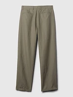 Linen-Cotton Pleated Trousers