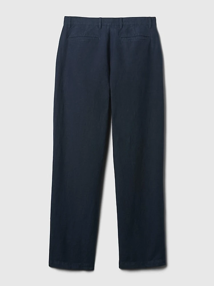 Linen-Cotton Pleated Trousers