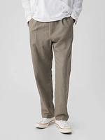 Linen-Cotton Pleated Trousers