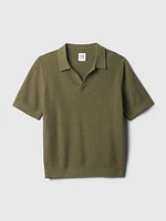 Kids Textured Polo Sweater