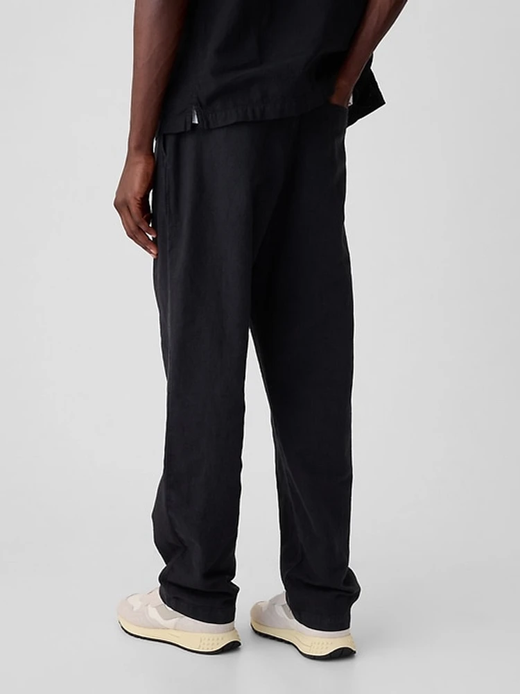 Linen-Cotton Pleated Trousers