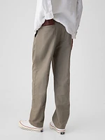 Linen-Cotton Pleated Trousers