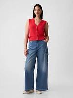 High Rise Stride Belted Wide-Leg Jeans