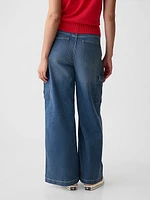 High Rise Stride Wide-Leg Cargo Jeans