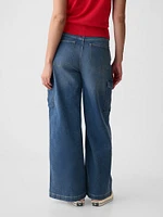 High Rise Stride Wide-Leg Cargo Jeans