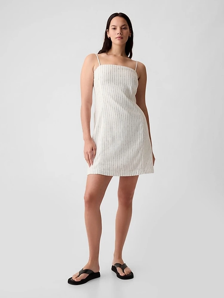 Linen-Blend Mini Dress