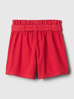 Kids High Rise Paperbag Denim Shorts