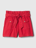 Kids High Rise Paperbag Denim Shorts