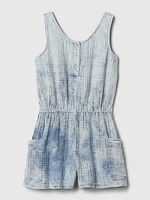 Kids Crinkle Gauze Denim Romper