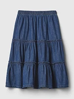 Kids Tiered Denim Midi Skirt