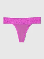 Organic Stretch Cotton Lace-Trim Thong