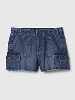 Kids Low Rise Stride Cargo Denim Shorts