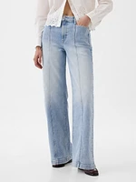 High Rise Stride Belted Wide-Leg Jeans