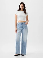 High Rise Stride Belted Wide-Leg Jeans