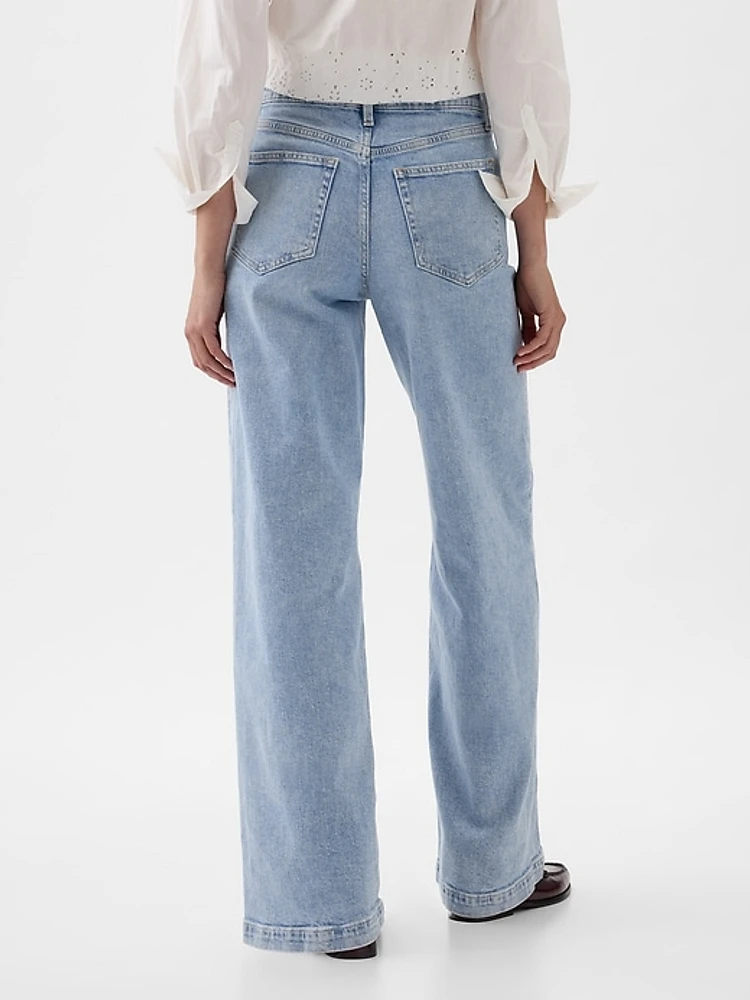 High Rise Stride Wide-Leg Cargo Jeans