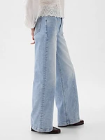 High Rise Stride Belted Wide-Leg Jeans