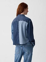 Cropped Patchwork Denim Shirt