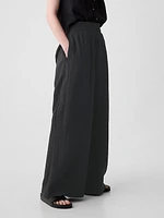 Mid Rise Crinkle Gauze Wide-Leg Pants