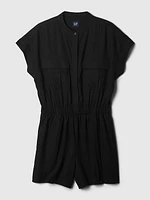 Linen-Blend Utility Romper