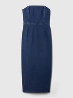 Strapless Denim Midi Dress